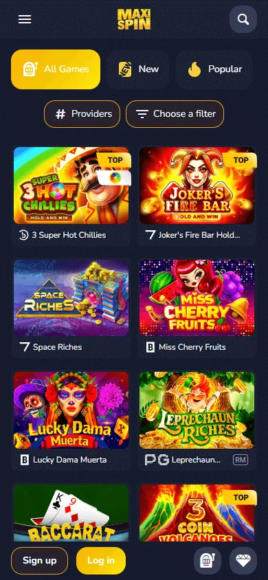 Maxispin Casino mobile games