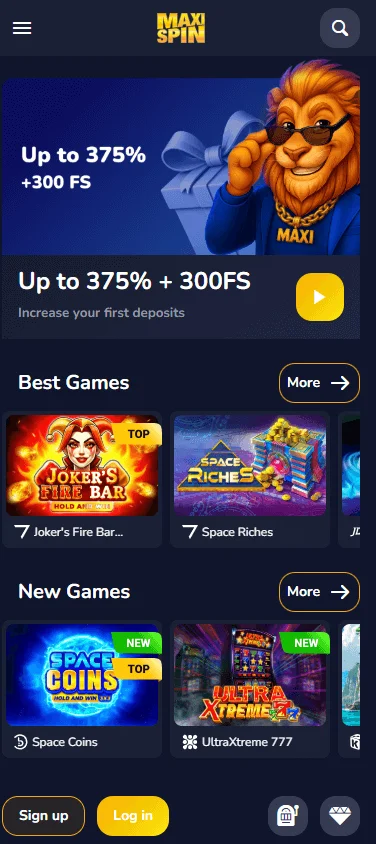 Maxispin Casino mobile home